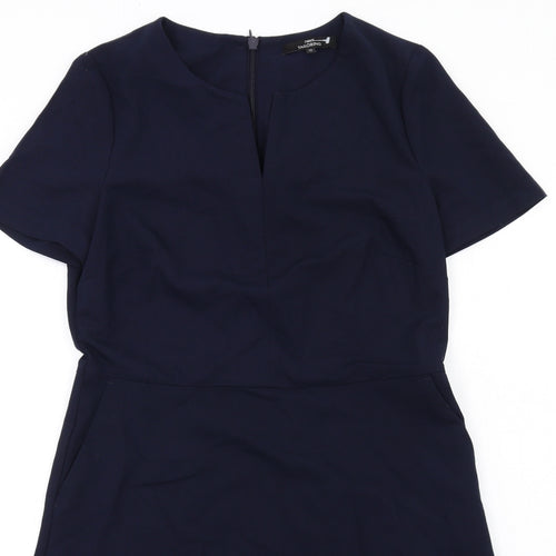 NEXT Womens Blue Polyester A-Line Size 12 V-Neck Zip