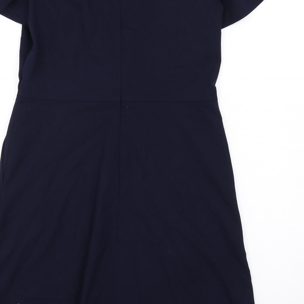 NEXT Womens Blue Polyester A-Line Size 12 V-Neck Zip