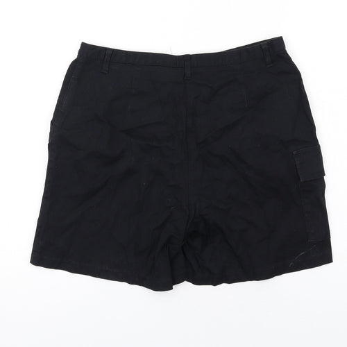 Wallis Womens Black Cotton Cargo Shorts Size 14 L6 in Regular Zip