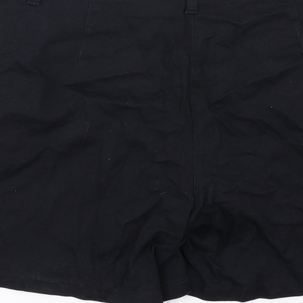Wallis Womens Black Cotton Cargo Shorts Size 14 L6 in Regular Zip