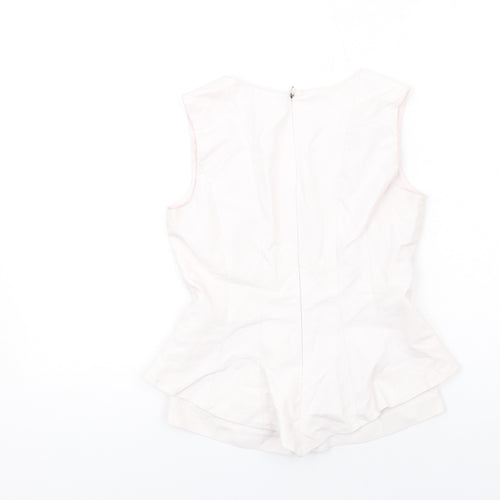 Zara Womens Pink Cotton Basic Blouse Size S Square Neck