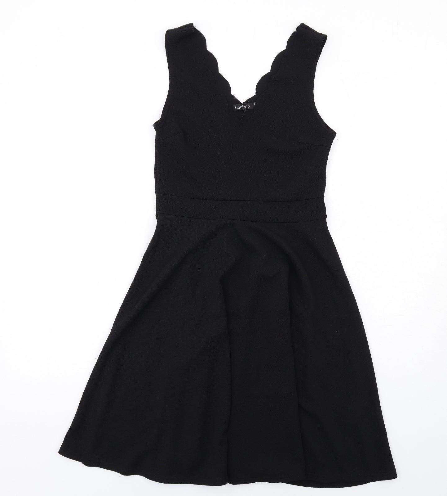 Boohoo Womens Black Polyester A-Line Size 10 V-Neck Pullover