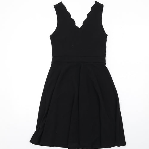 Boohoo Womens Black Polyester A-Line Size 10 V-Neck Pullover