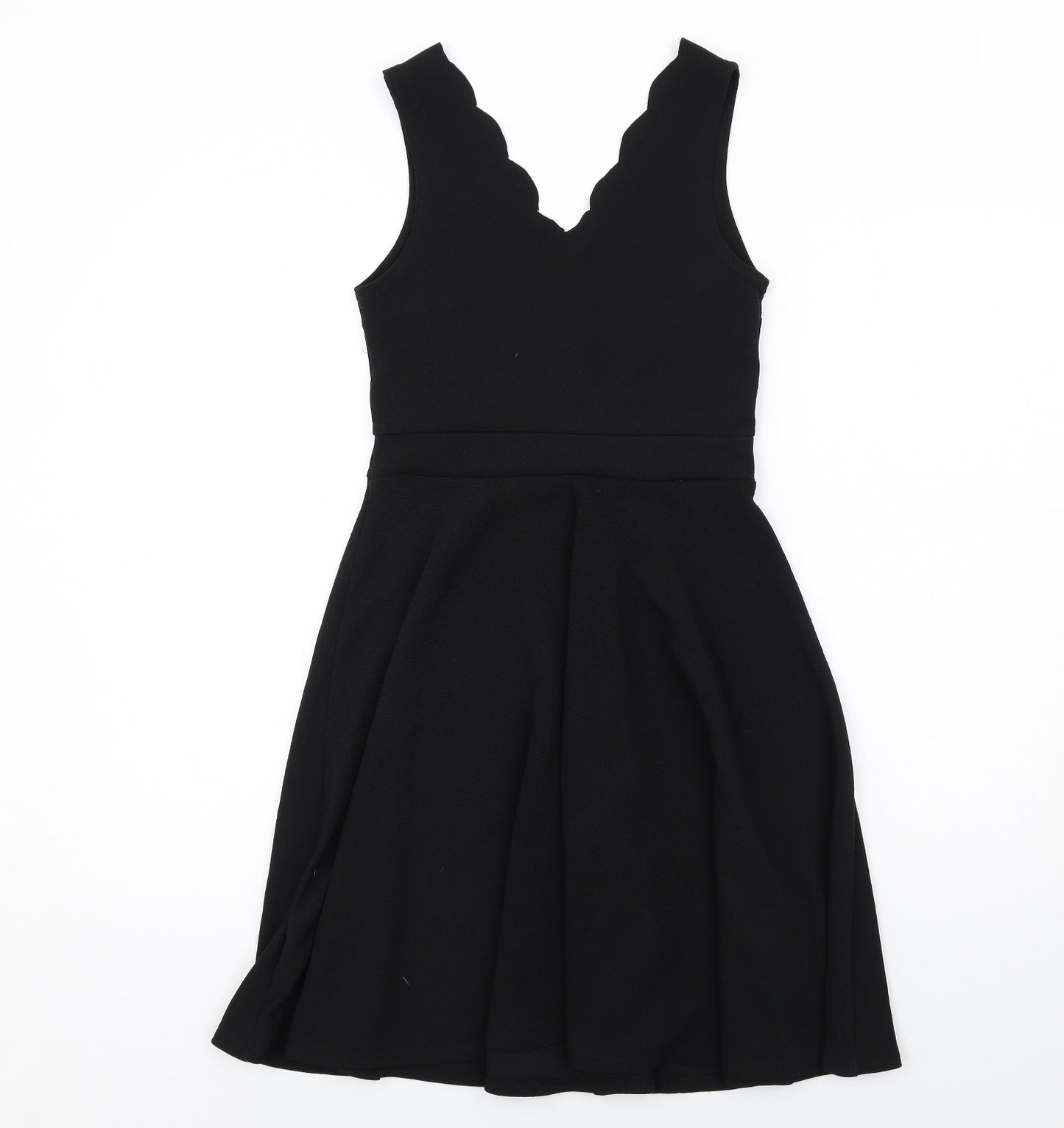 Boohoo Womens Black Polyester A-Line Size 10 V-Neck Pullover