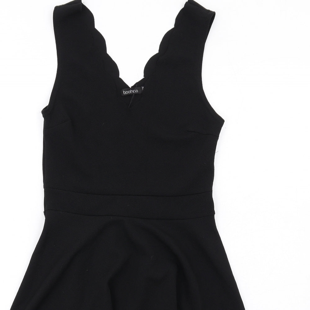 Boohoo Womens Black Polyester A-Line Size 10 V-Neck Pullover