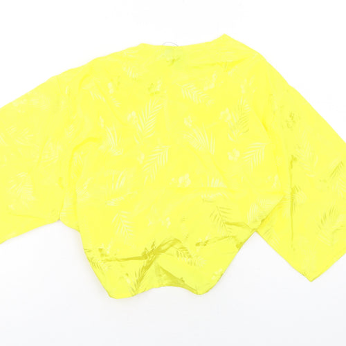 ASOS Womens Yellow Geometric Polyester Basic Blouse Size 8 V-Neck - Tie Front Detail