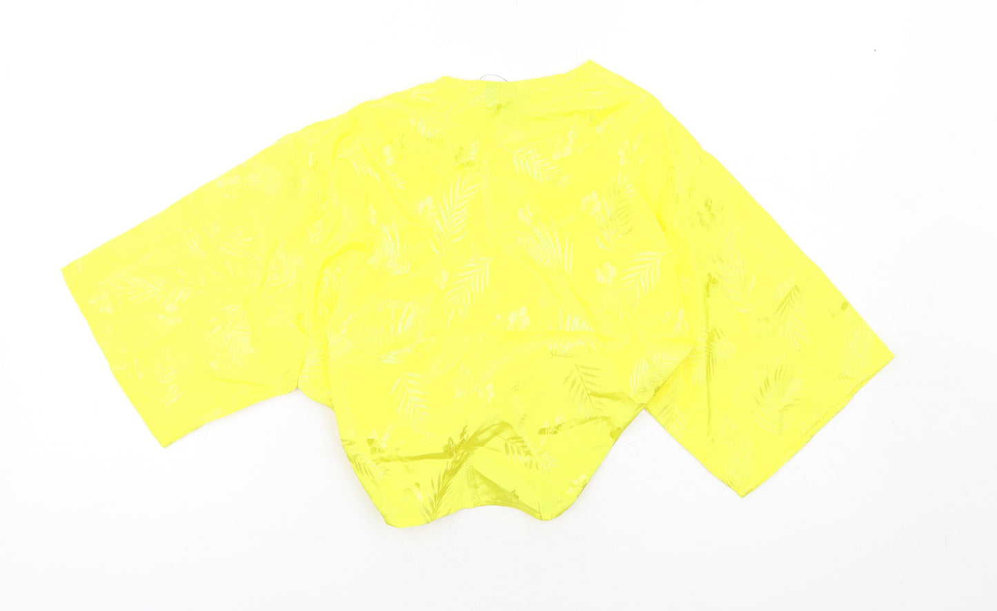 ASOS Womens Yellow Geometric Polyester Basic Blouse Size 8 V-Neck - Tie Front Detail