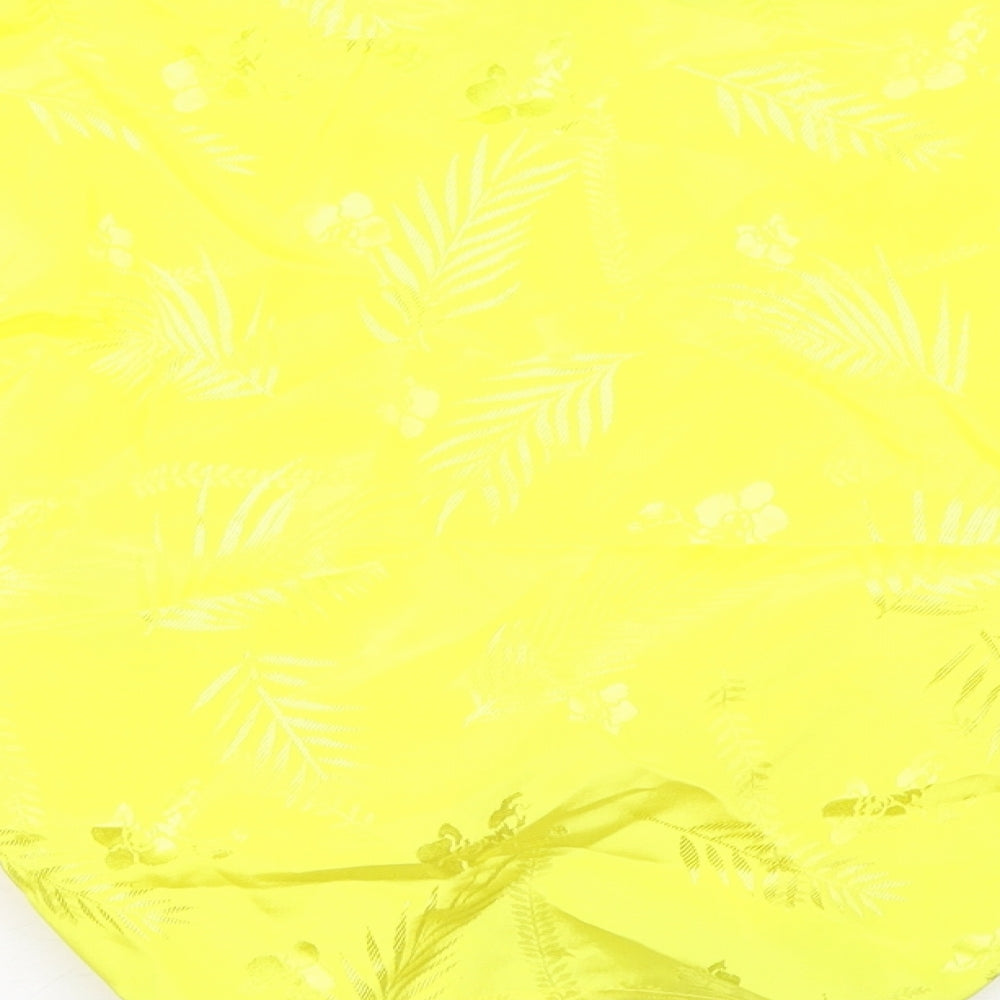 ASOS Womens Yellow Geometric Polyester Basic Blouse Size 8 V-Neck - Tie Front Detail