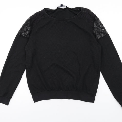 French Connection Womens Black Polyester Pullover Sweatshirt Size M Pullover