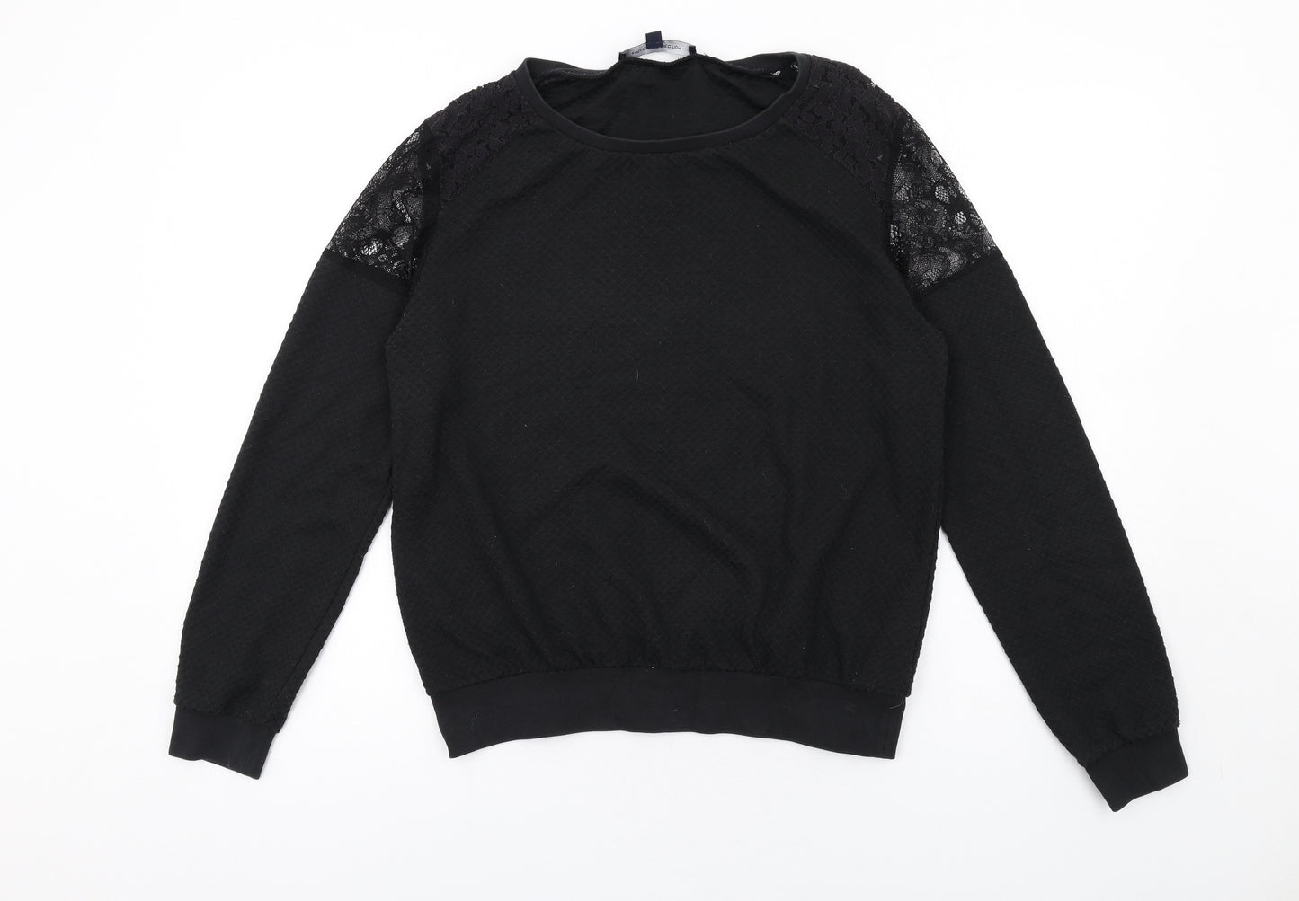 French Connection Womens Black Polyester Pullover Sweatshirt Size M Pullover