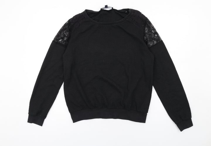 French Connection Womens Black Polyester Pullover Sweatshirt Size M Pullover