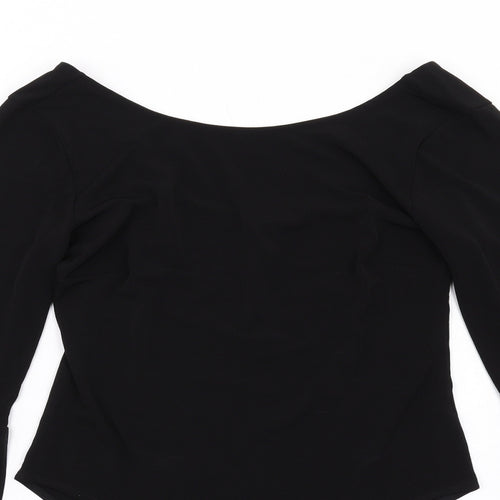 FOREVER 21 Womens Black Polyester Bodysuit One-Piece Size M Snap