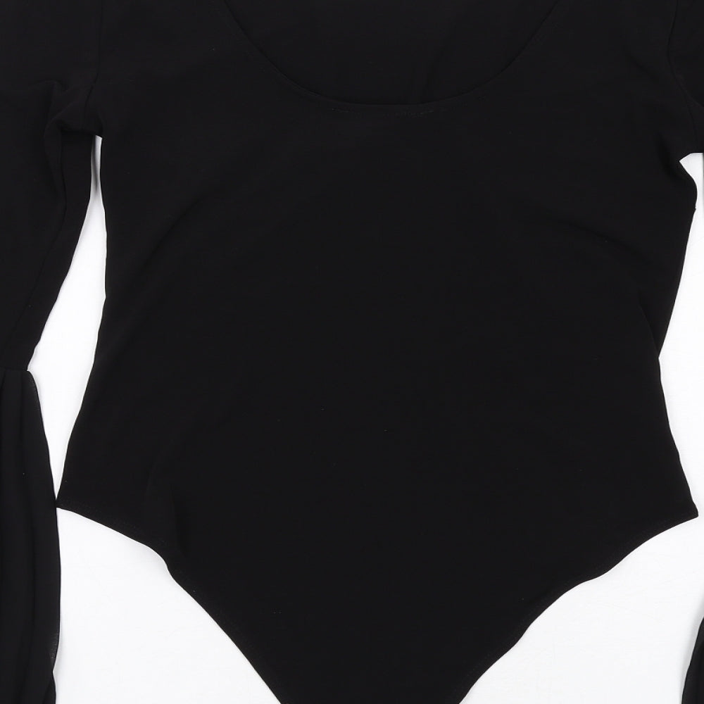 FOREVER 21 Womens Black Polyester Bodysuit One-Piece Size M Snap