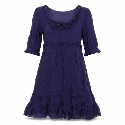 Front view of Next women’s blue polyester a-line, size UK 8, round neck button
