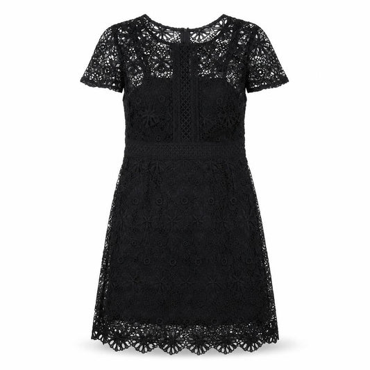 Front view of Zara women’s black polyester a-line, size M, round neck zip
