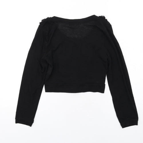 Internacionale Womens Black Round Neck Cotton Cardigan Jumper Size S - Size S-M