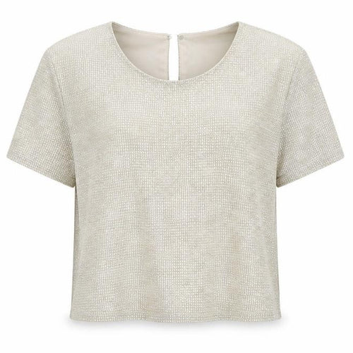 Miss Selfridge Womens Gold Polyester Cropped T-Shirt Size 8 Round Neck