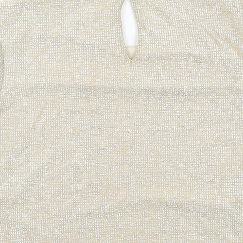 Miss Selfridge Womens Gold Polyester Cropped T-Shirt Size 8 Round Neck