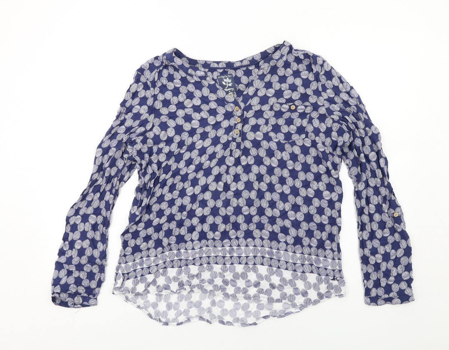 MANTARAY PRODUCTS Womens Blue Geometric Viscose Basic Blouse Size 16 V-Neck