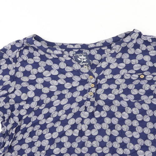 MANTARAY PRODUCTS Womens Blue Geometric Viscose Basic Blouse Size 16 V-Neck