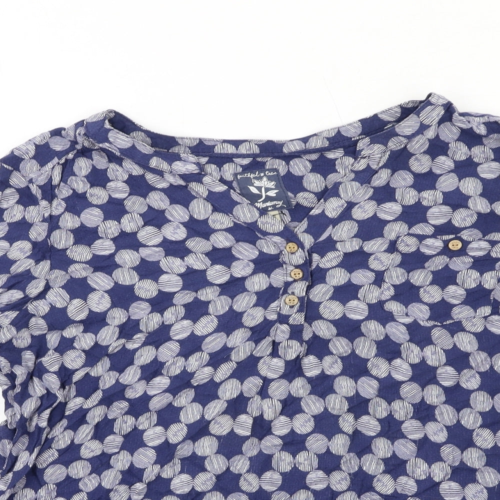 MANTARAY PRODUCTS Womens Blue Geometric Viscose Basic Blouse Size 16 V-Neck