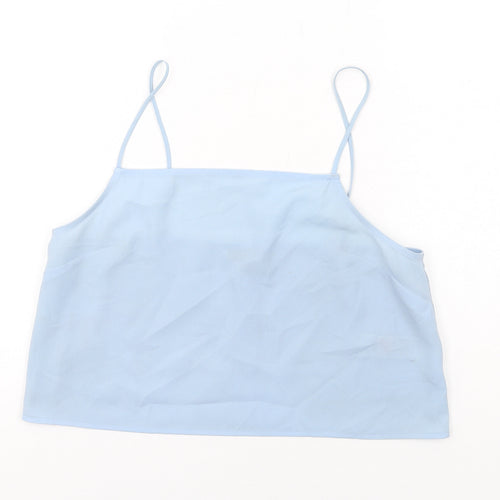 Topshop Womens Blue Polyester Cropped Tank Size 10 Square Neck
