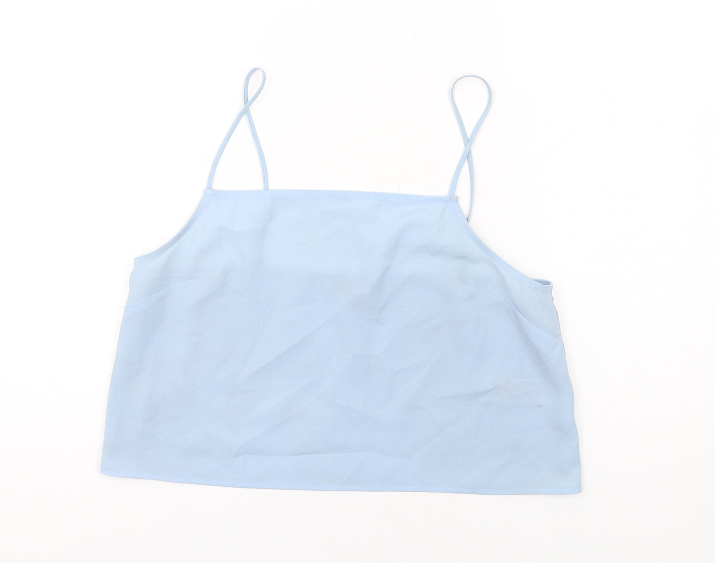 Topshop Womens Blue Polyester Cropped Tank Size 10 Square Neck