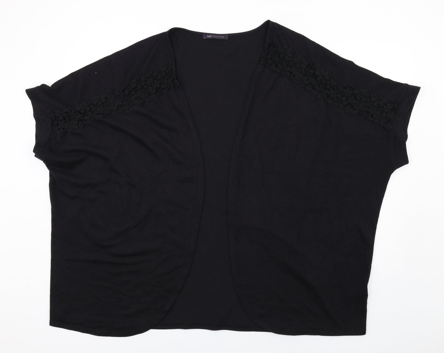 Marks and Spencer Womens Black V-Neck Polyester Shrug Jumper Size 24