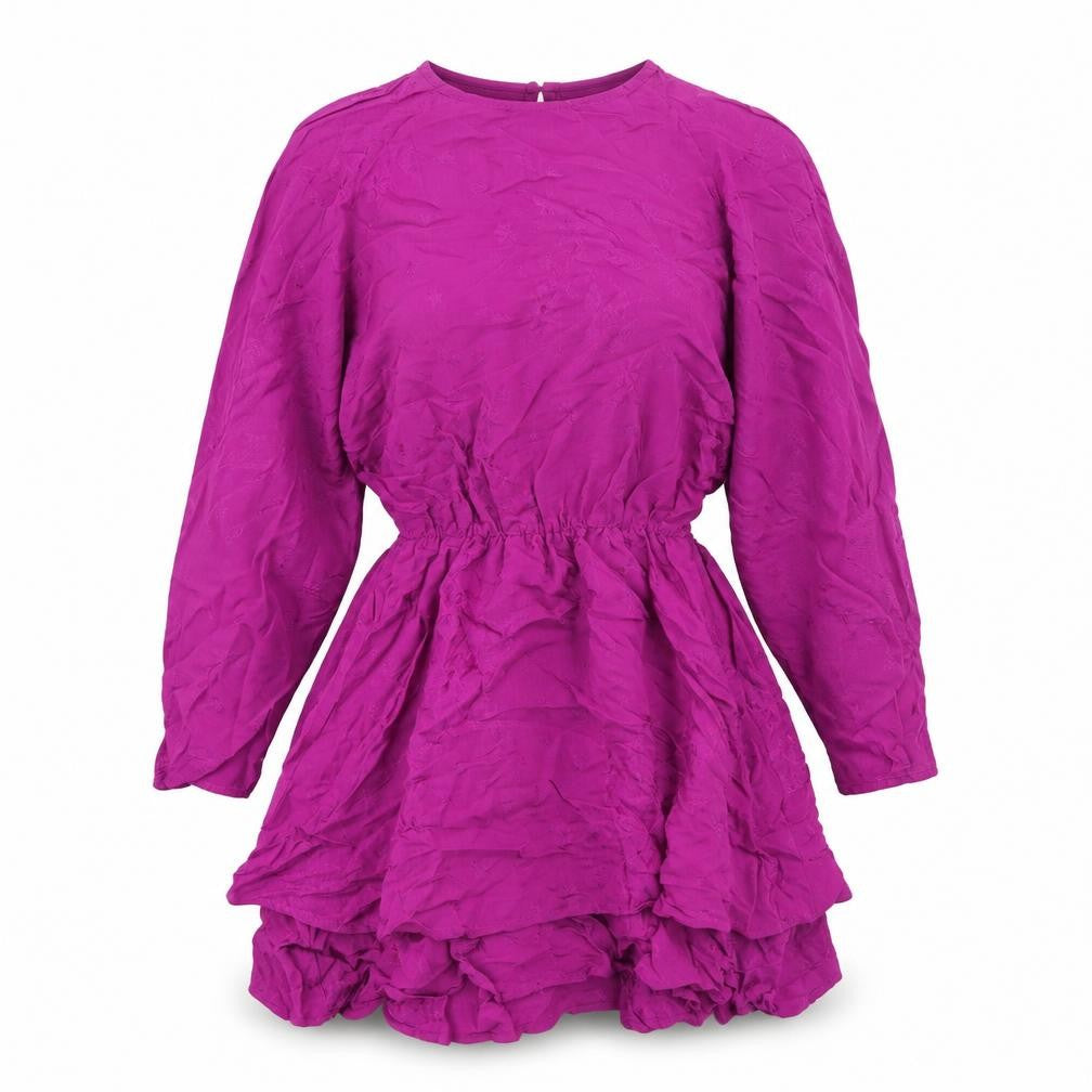 Front view of Zara women’s purple polyester a-line, size XS, round neck zip