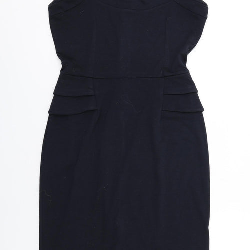 Dorothy Perkins Womens Blue Polyester Shift Size 10 Square Neck Zip