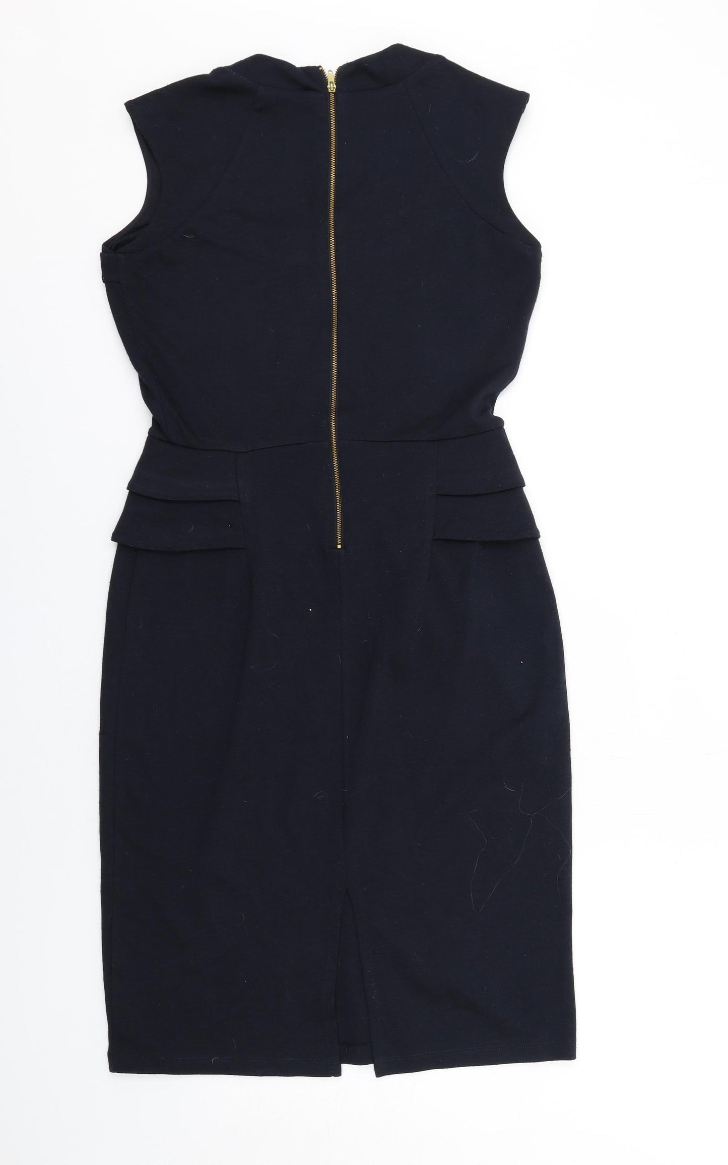 Dorothy Perkins Womens Blue Polyester Shift Size 10 Square Neck Zip