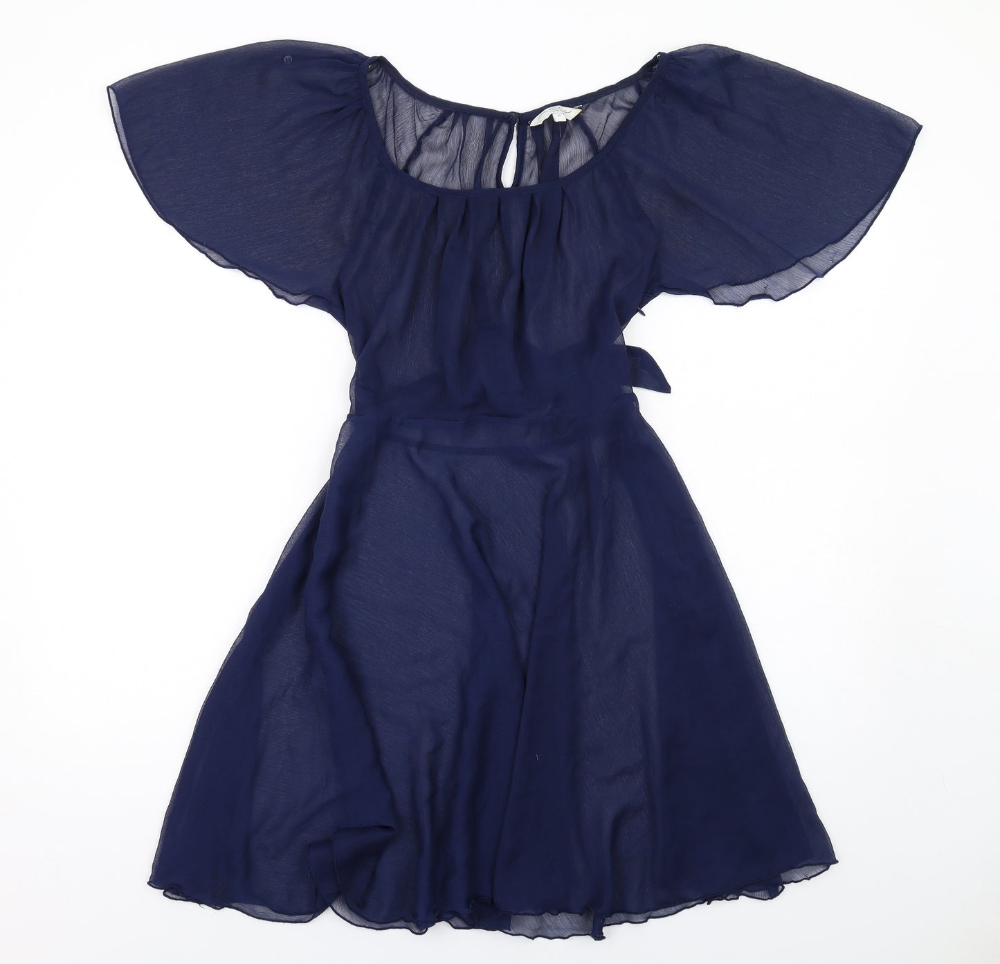 New Look Womens Blue Polyester Fit & Flare Size 12 Round Neck Zip