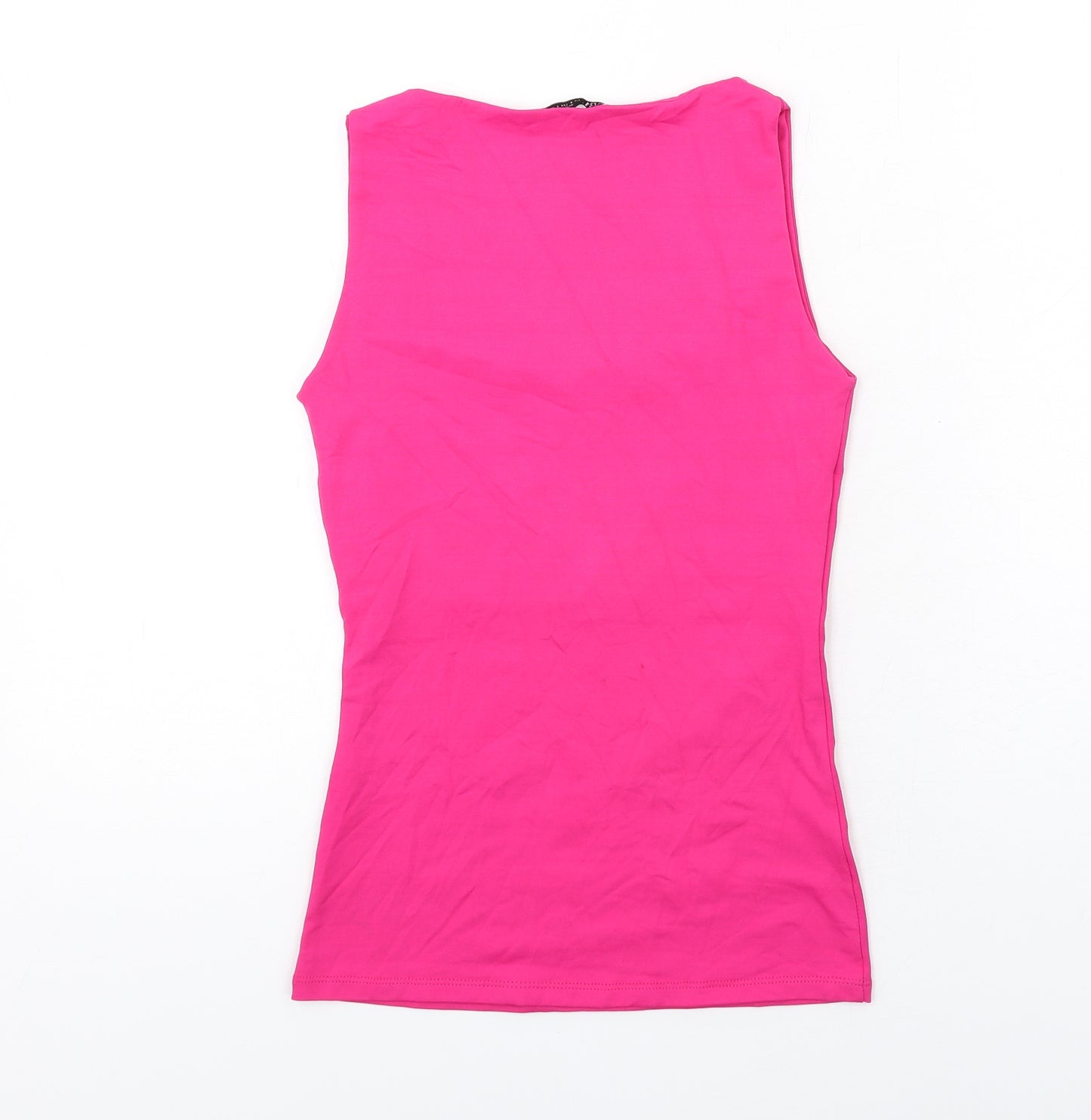 Zara Womens Pink Polyester Basic Tank Size S Scoop Neck
