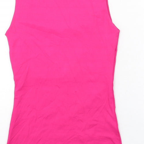 Zara Womens Pink Polyester Basic Tank Size S Scoop Neck