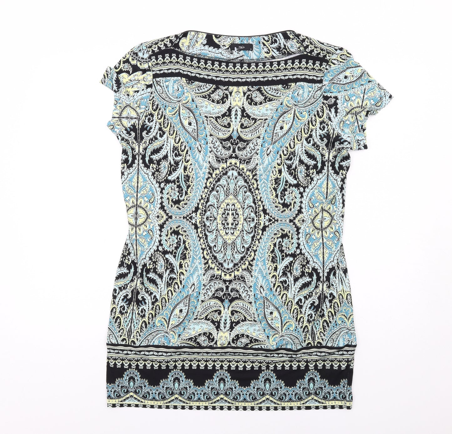 M&Co Womens Multicoloured Paisley Polyester Tunic Blouse Size 16 Boat Neck