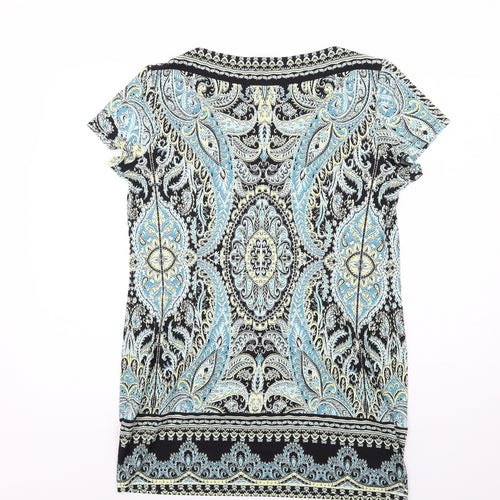 M&Co Womens Multicoloured Paisley Polyester Tunic Blouse Size 16 Boat Neck