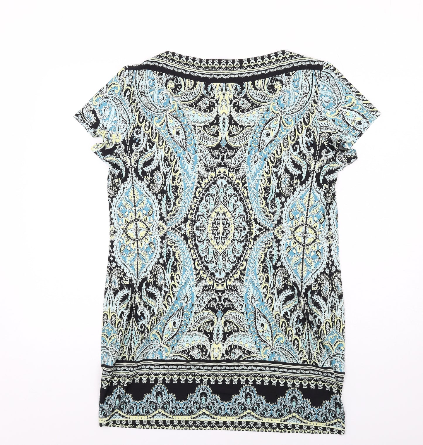 M&Co Womens Multicoloured Paisley Polyester Tunic Blouse Size 16 Boat Neck