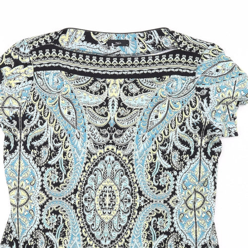 M&Co Womens Multicoloured Paisley Polyester Tunic Blouse Size 16 Boat Neck