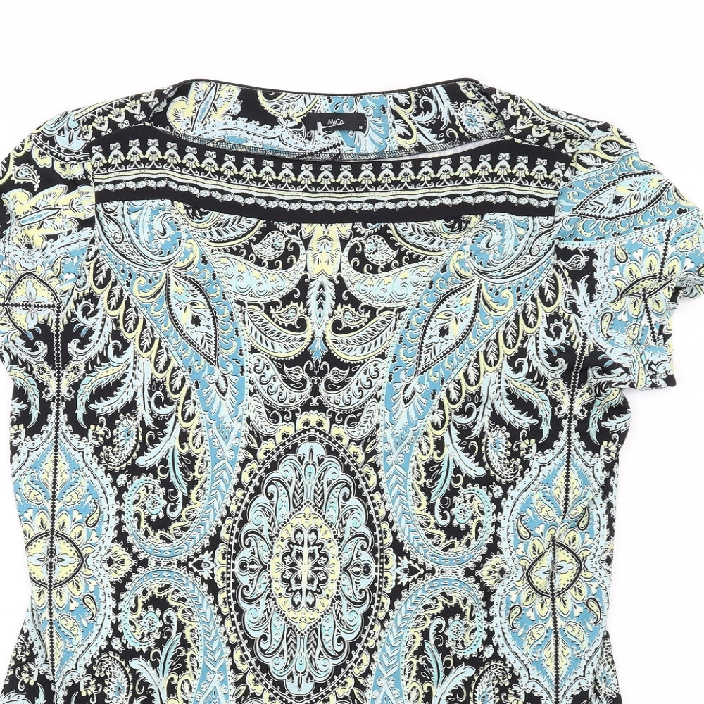 M&Co Womens Multicoloured Paisley Polyester Tunic Blouse Size 16 Boat Neck