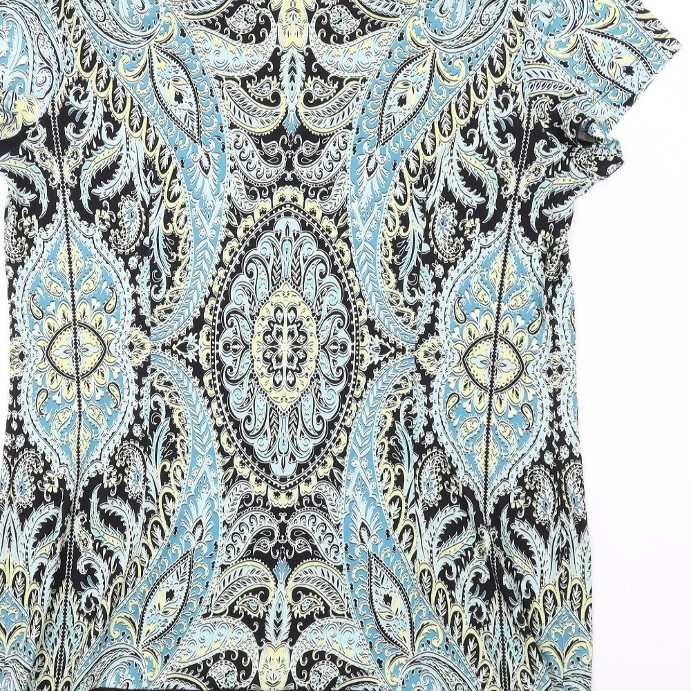 M&Co Womens Multicoloured Paisley Polyester Tunic Blouse Size 16 Boat Neck