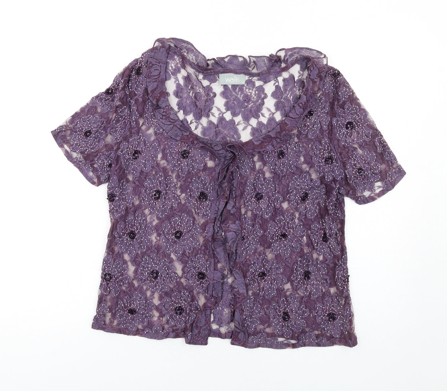 Wallis Womens Purple Floral Polyester Basic Blouse Size 14 Boat Neck