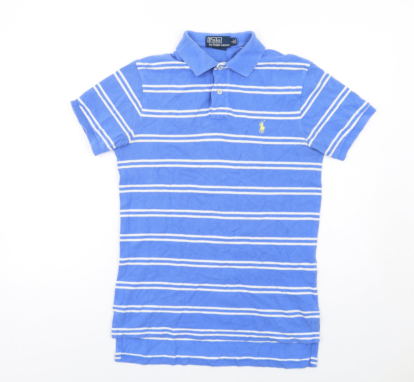 Polo Ralph Lauren Mens Blue Striped Cotton Polo Size S Collared Button
