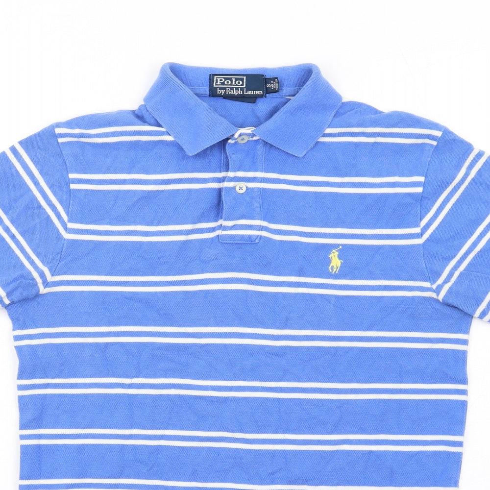 Polo Ralph Lauren Mens Blue Striped Cotton Polo Size S Collared Button