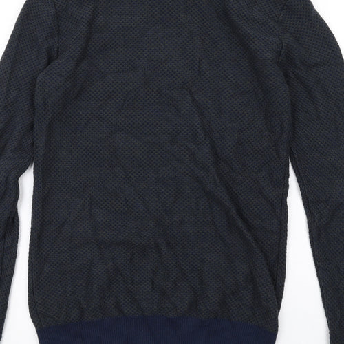 Fat Face Mens Blue Round Neck Cotton Henley Jumper Size XS Long Sleeve