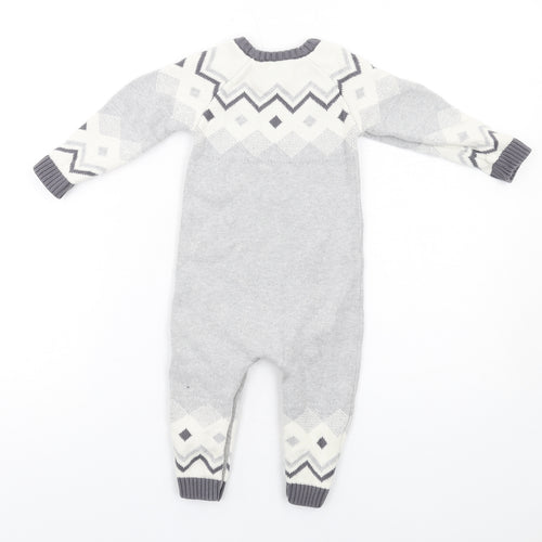 NEXT Baby Grey Geometric Cotton Romper One-Piece Size 12-18 Months Snap