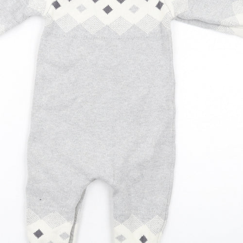 NEXT Baby Grey Geometric Cotton Romper One-Piece Size 12-18 Months Snap
