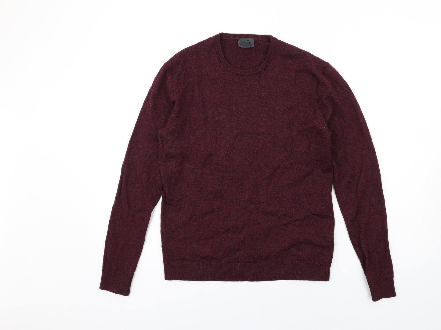 H&M Mens Purple Crew Neck Wool Pullover Jumper Size M Long Sleeve