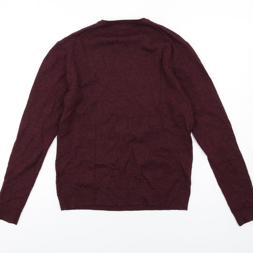 H&M Mens Purple Crew Neck Wool Pullover Jumper Size M Long Sleeve
