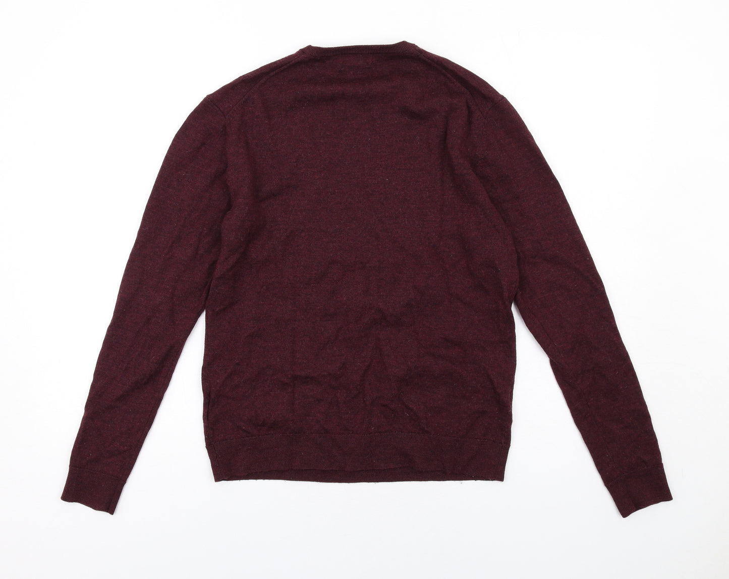 H&M Mens Purple Crew Neck Wool Pullover Jumper Size M Long Sleeve