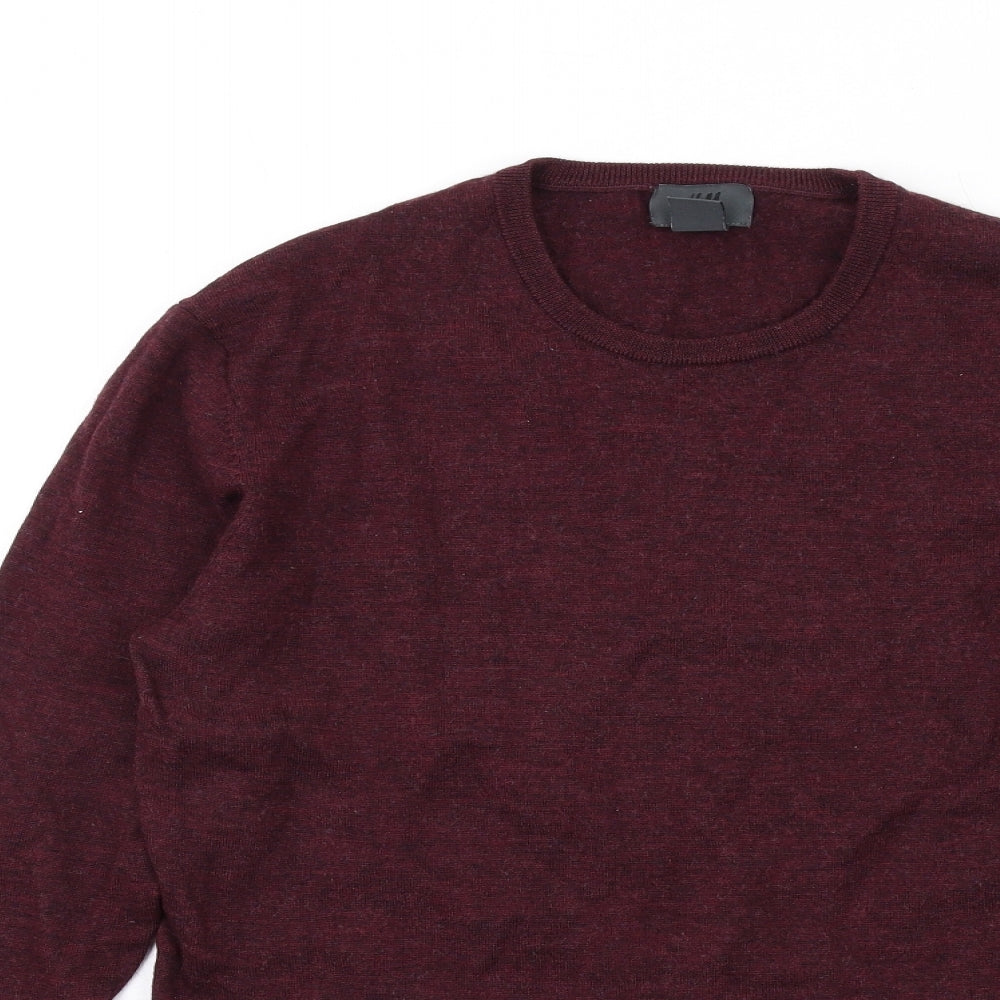 H&M Mens Purple Crew Neck Wool Pullover Jumper Size M Long Sleeve